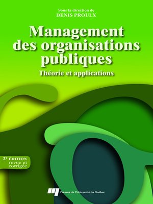 cover image of Management des organisations publiques - 2<sup>e</sup> édition, revue et corrigée